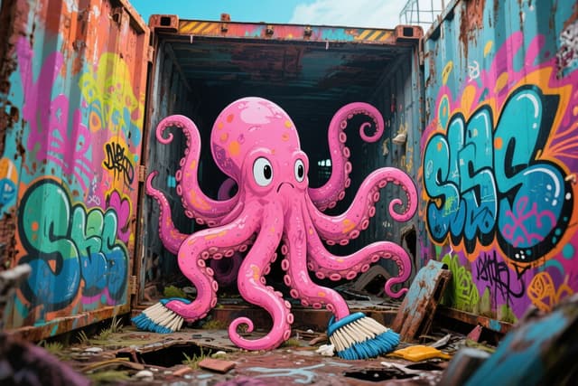 Graffiti Octopus in Abandoned Container puzzle by James