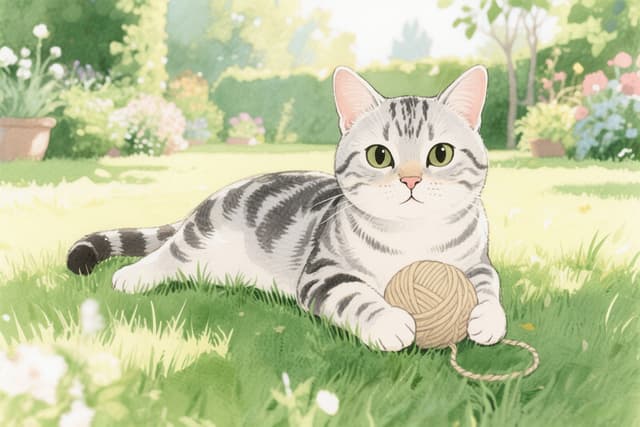 Cat Playing with Yarn in the Garden puzzle by Daniel
