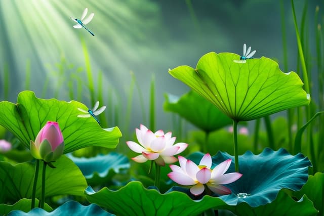 Lotus Pond with Dragonflies puzzle by John