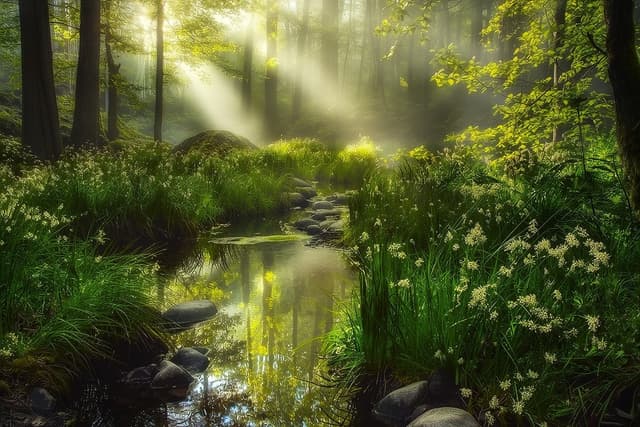 Sunlit Forest Stream puzzle by John